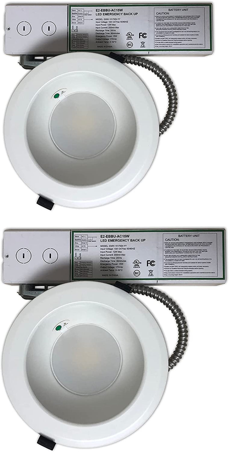 Euko 2 Pack 6Inch Emergency LED Recessed Downlight Battery Backup with Junction Box CCT Wattage Tunable 3/4/5K 16W Ac100-347V,90Mins EBBU 15W Power 1500Lm - UL and ES Listed Home & Garden > Lighting > Flood & Spot Lights euko   