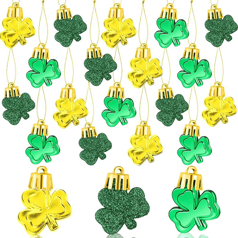 36Pcs St Patrick'S Day Mini Shamrock Ornaments for Small Tree Decorations Good Luck Clover Hanging Bauble Green Trefoil Irish Ornaments for Saint Patrick'S Day Tree Shelf Decor Party Favors Supplies Arts & Entertainment > Party & Celebration > Party Supplies kockuu Gold and Green  