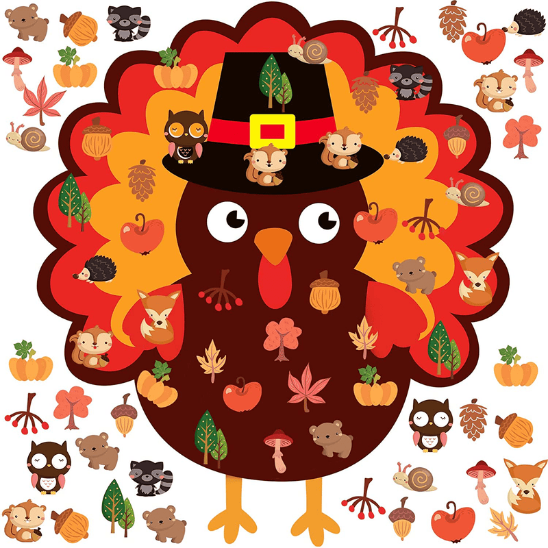 37 Pieces Fall Thanksgiving Felt Craft Kit DIY Turkey Pumpkin Felt Set with 36 Detachable Fall Maple Leaves Squirrel Pine Cones Corns Ornaments for Kids Present Classroom Craft (Classic Style) Home & Garden > Decor > Seasonal & Holiday Decorations& Garden > Decor > Seasonal & Holiday Decorations Tatuo Delicate Style  