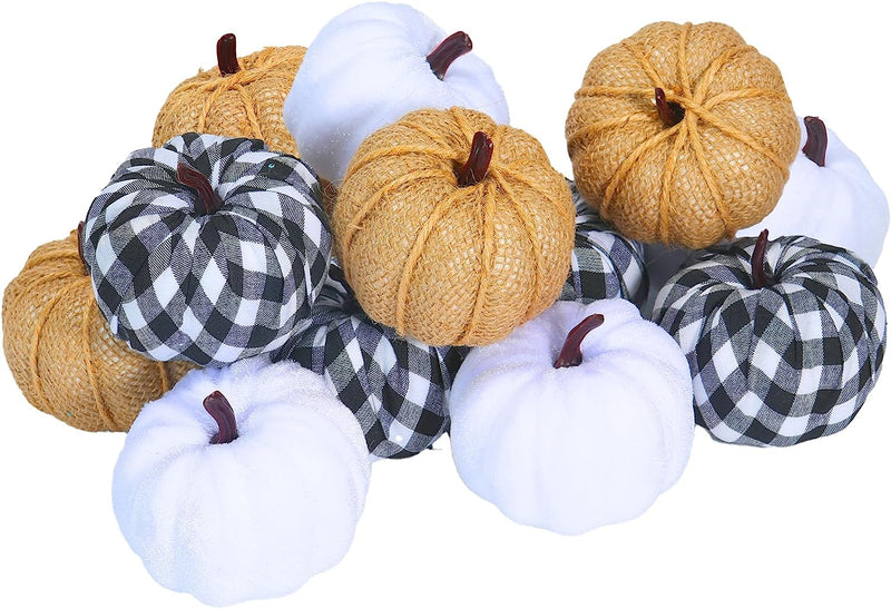 Ticlooc 12Pcs Mixed Artificial Fake Harvest Pumpkins for Fall Wedding Thanksgiving Halloween Decoration  Ticlooc   