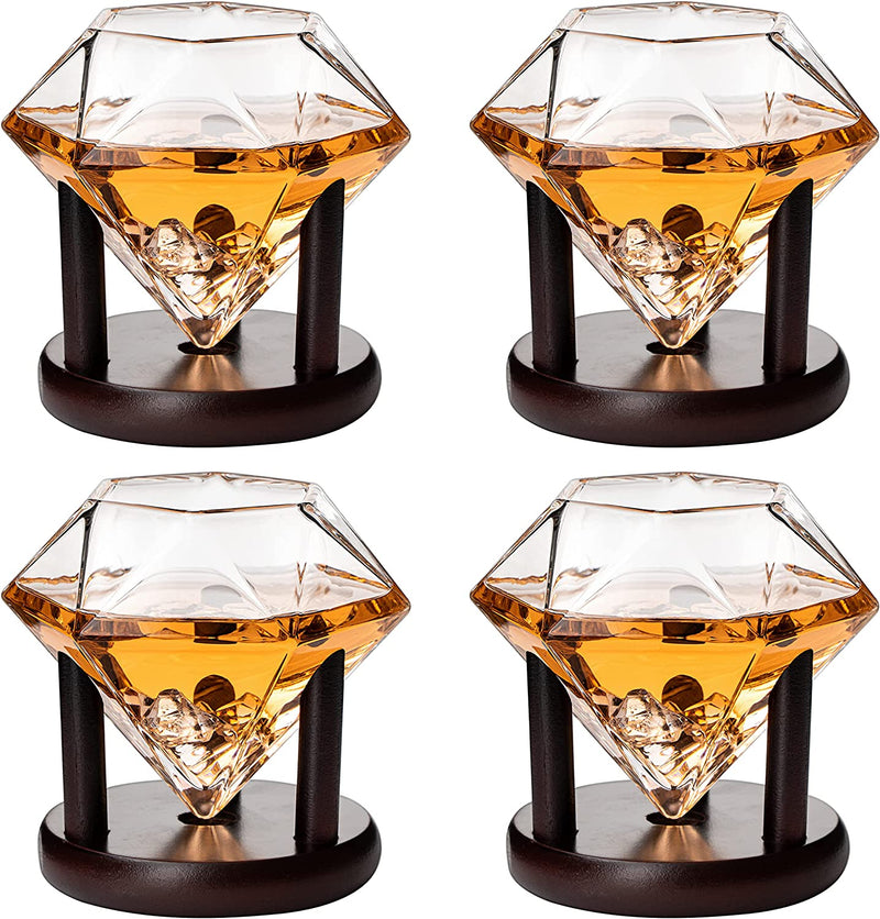 Set of 4 Diamond Whiskey & Wine Glasses 10Oz - Wine, Whiskey, Water, Diamond Shaped, Diamonds Collection Sparkle Patented Wine Savant - Stands Alone, or on Stand Home & Garden > Kitchen & Dining > Barware The Wine Savant   