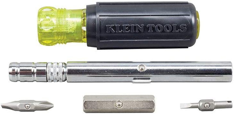 Klein Tools 32596 Multi-Bit Screwdriver /Nut Driver, Magnetic 8-In-1 HVAC Slide Drive Tool with Hex, Phillips, Schrader Bits, Nut Drivers Sporting Goods > Outdoor Recreation > Fishing > Fishing Rods Klein Tools   