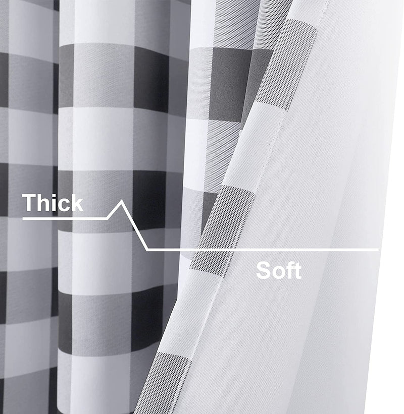 Plaid Blackout Curtains, Blackout Gingham Checker Window Curtain Plaid Curtain Panels Grommet Curtain Drapery Set of 2 Panels (Grey and White, 52X84Inch) Home & Garden > Decor > Window Treatments > Curtains & Drapes Hi.FANCY   