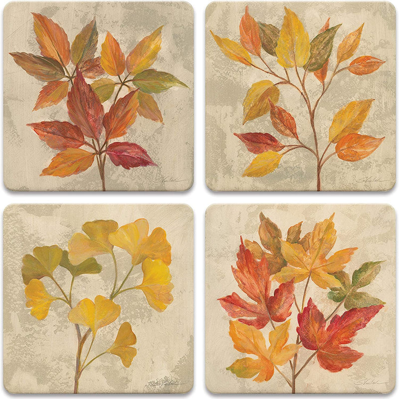 Coasterstone Set-November Leaves-Autumn Themed Absorbent Drink Coasters, Large 4.25 Inch Width, Fall Decor Home & Garden > Kitchen & Dining > Barware CoasterStone   