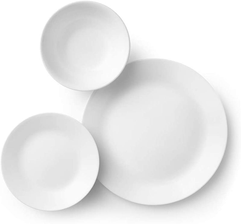Corelle Livingware 18-Piece Dinnerware Set, Winter Frost White, Service for 6 (1088609)