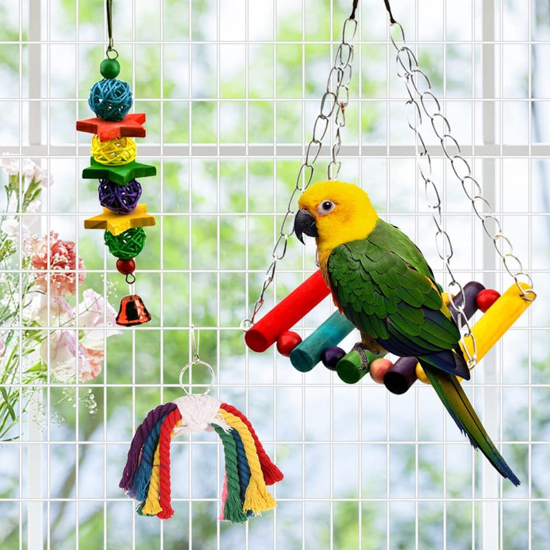 Bird Parrot Swing Chewing Toys, 8 Pack Bird Cage Toys -Hammock Swing Toy Hanging Bell for Small Parakeets Cockatiels, Conures, Macaws, Parrots, Finches Animals & Pet Supplies > Pet Supplies > Bird Supplies > Bird Toys Meiyiu   
