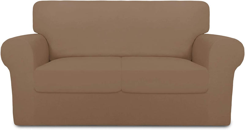 Purefit 4 Pieces Super Stretch Chair Couch Cover for 3 Cushion Slipcover – Spandex Non Slip Soft Sofa Cover for Kids, Pets, Washable Furniture Protector (Sofa, Brown) Home & Garden > Decor > Chair & Sofa Cushions PureFit Brown Medium 