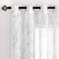 MIULEE Sheer Curtains 84 Inches Long Grommet Top Green Tree Branch White Curtain 2 Panels Window Curtains Tree Pattern for Living Room