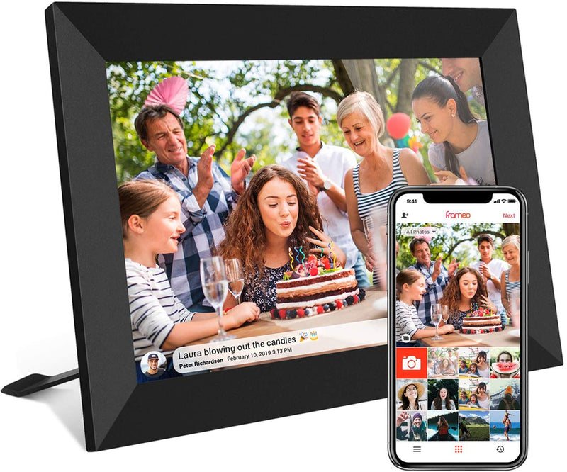 FRAMEO 10.1 Inch Smart Wifi Digital Photo Frame 1280X800 IPS LCD Touch Screen, Auto-Rotate Portrait and Landscape, Built in 16GB Memory, Share Moments Instantly via Frameo App from Anywhere Home & Garden > Decor > Picture Frames akimart 10.1 inch FRAMEO  