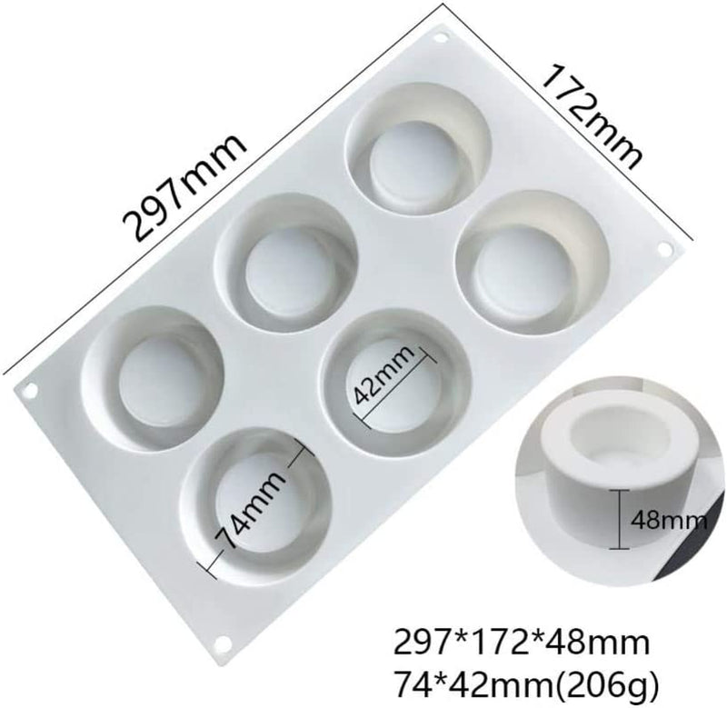 LAMXTX 6 Holes Pudding Cup Art Cake Mould Pan 3D Silicone Mold Mousse Chocolate Mould Home & Garden > Kitchen & Dining > Cookware & Bakeware LAMXTX   