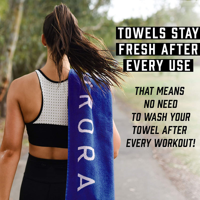 Luxury Gym Towel for Sweat - 100% Organic Cotton - Soft and Absorbent Workout Towel for Gym (31.5 X 15.75 Inch)- Silver Infused Sports Towel - Yoga and Gym Towel for Men and Women (Blue) Home & Garden > Linens & Bedding > Towels Aurora Athletica   