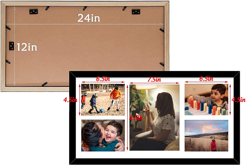 Golden State Art, 12X24 Black Wood Picture Frame - White Mat for 8X10 and 5X7 Photos - Real Glass, Sawtooth Hanger, Swivel Tabs - Wall Mounting - Great for Posters, Weddings, and Engagements Home & Garden > Decor > Picture Frames Golden State Art   