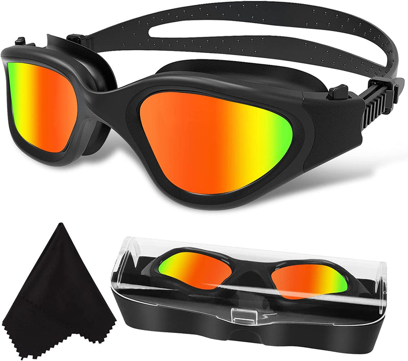 Polarized Swimming Goggles Swim Goggles anti Fog anti UV No Leakage Clear Vision for Men Women Adults Teenagers Sporting Goods > Outdoor Recreation > Boating & Water Sports > Swimming > Swim Goggles & Masks WIN.MAX All Black/Red Polarized Mirrored Lens  