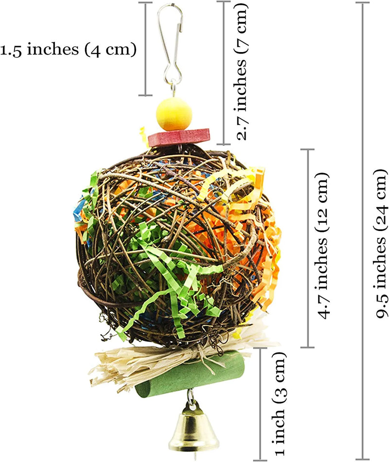 Meric Rattan Shredding Foraging Toys, Speed Bag for African Greys, Lovebirds, Engage in Instinctual Activity, Lower Stress, Strengthen Legs, Parakeets Discover Exciting Textures and Sounds, 2 Toys Animals & Pet Supplies > Pet Supplies > Bird Supplies > Bird Toys Meric   