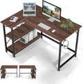 Sunyesyo L Shaped Computer Desk 47 in - Small Office Home Gaming Desk with Storage Shelves - Study Writing Corner Table, Reversible Sturdy Workstation, Work PC Desk, Beige Oak Home & Garden > Household Supplies > Storage & Organization SunyesYo Rustic Brown 47 in 