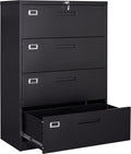 Letaya Metal Lateral File Cabinets with Lock,2 Drawer Steel Wide Filing Organization Storage Cabinets,Home Office Furniture for Hanging Files Letter/Legal/F4/A4 Size (Blcak-2 Drawer) Home & Garden > Household Supplies > Storage & Organization Letaya Blcak-4 Drawer  