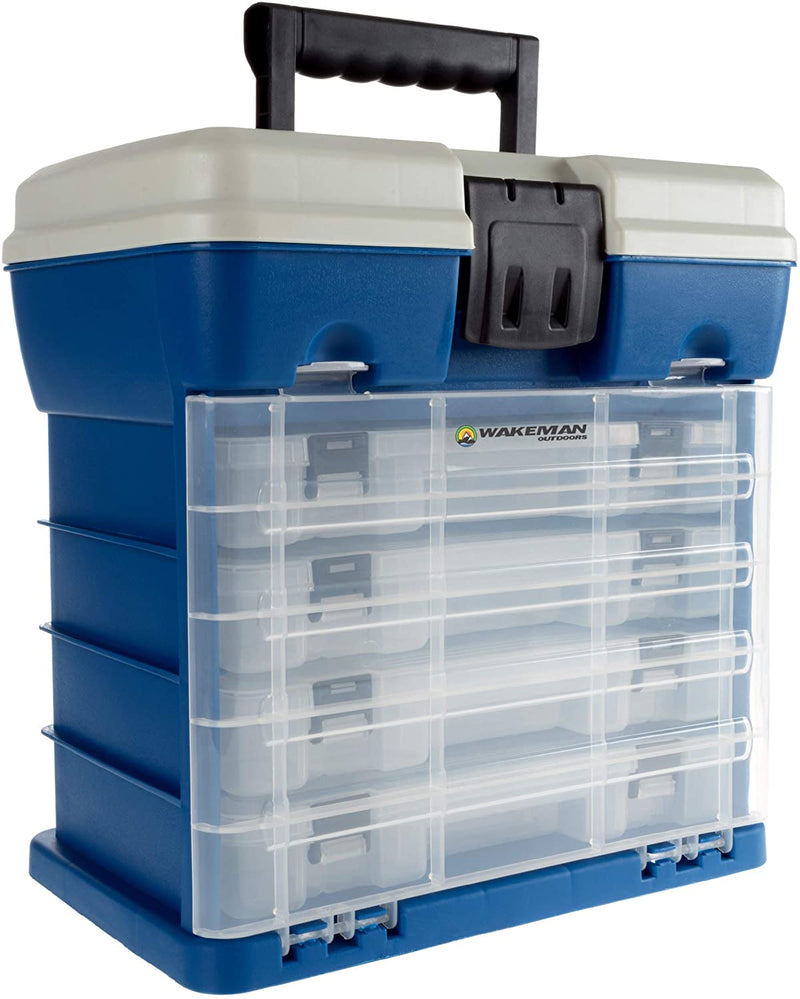Storage and Tool Box Collection - Durable Organizer Utility Box-4 Drawers, 19 Compartments Each for Camping Supplies and Fishing Tackle by Wakeman Outdoors Sporting Goods > Outdoor Recreation > Fishing > Fishing Tackle Trademark Global   