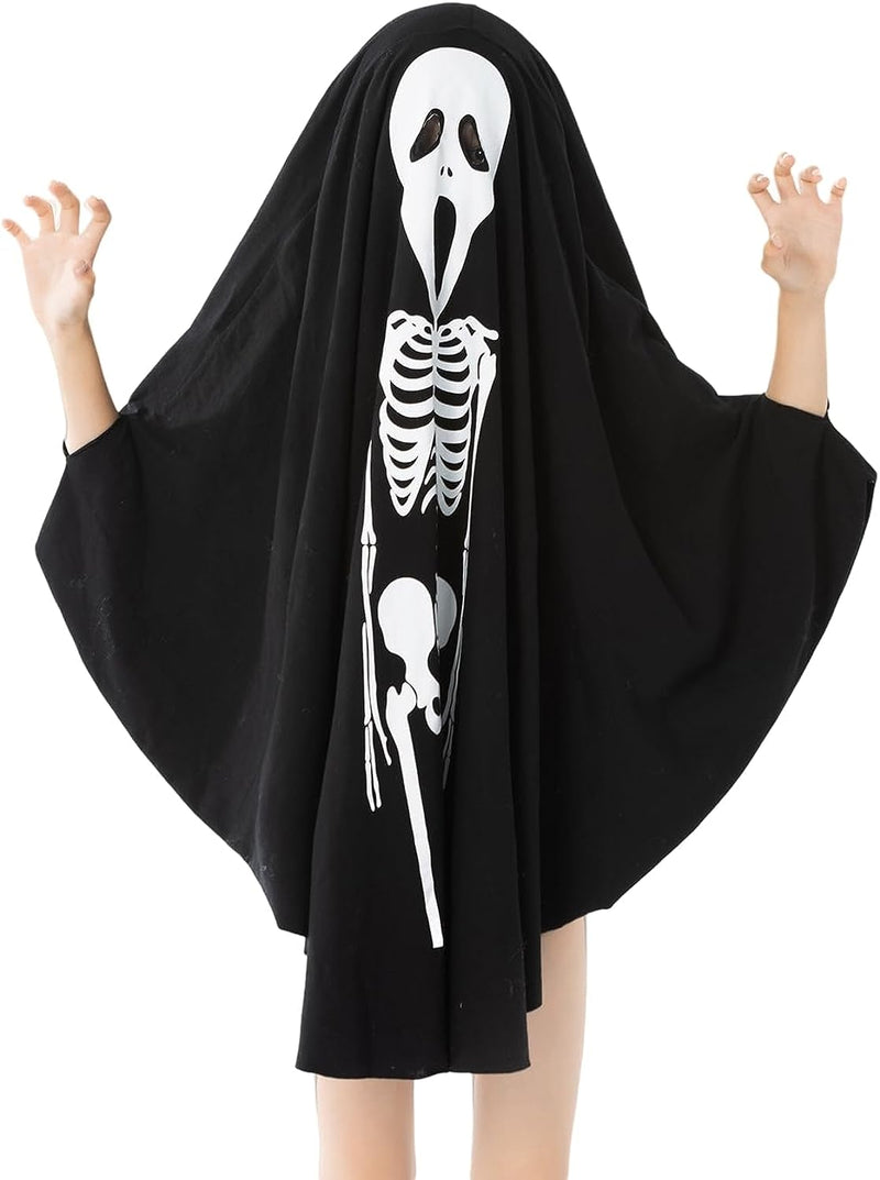 Noubeau Unisex Kid Ghost Costume Girl Halloween Fancy Dress Cosplay Boy White Boo Ghost Cloak Child Spooky Trick-Or-Treating  Noubeau Black (1-3 Years)/S 