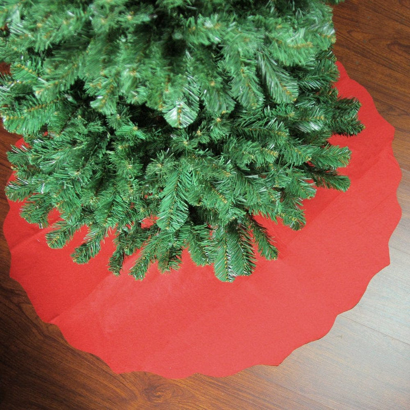38" Red Scalloped Edge Christmas Tree Skirt