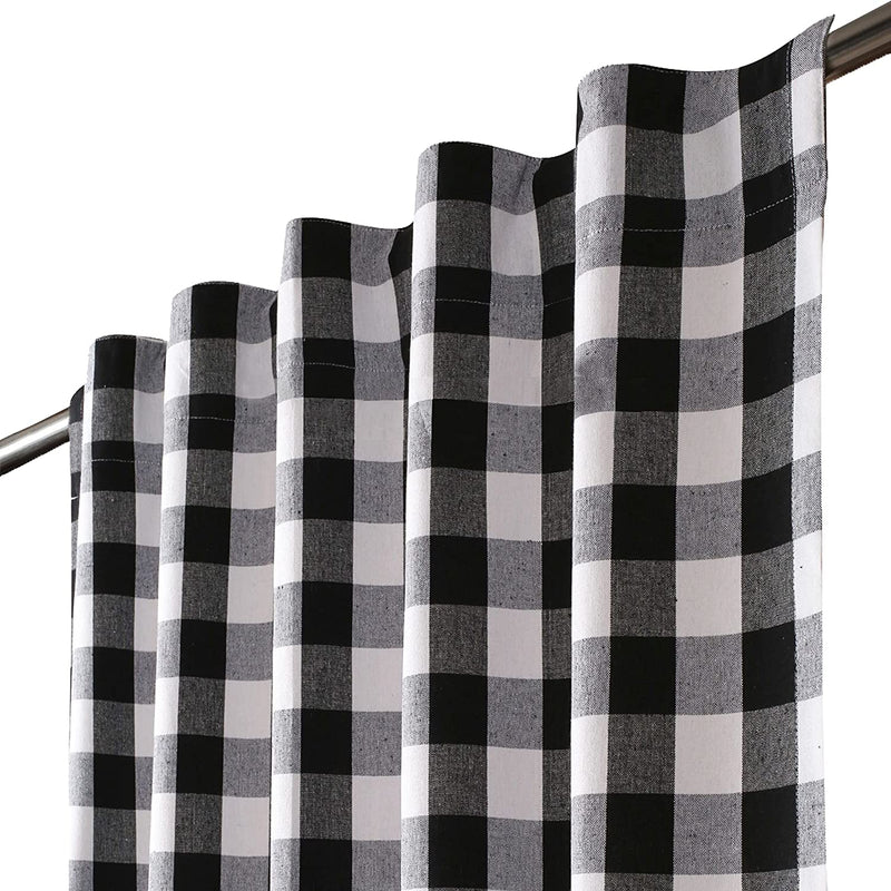 Light & Pro Black and White Gingham Check Curtain - Window Treatment Décor Panel for Kitchen Nursery Bedroom Livingroom - Buffalo Plaid Rod Pocket Curtains Pack of 2 - 50X63 Inch Home & Garden > Decor > Window Treatments > Curtains & Drapes Light & Pro Black White 50x84 