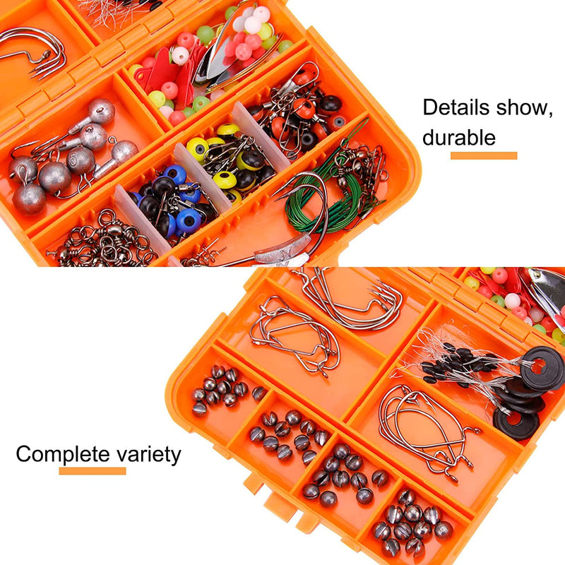 213Pcs Fishing Accessories Kit Bass Lures Kits Tackle Box with Tackle Included Sinkers Jig Hooks Space Beans Swivels Snaps Fishing Leaders Sinker Slides for Freshwater Saltwater Sporting Goods > Outdoor Recreation > Fishing > Fishing Tackle COBKSXUEP   