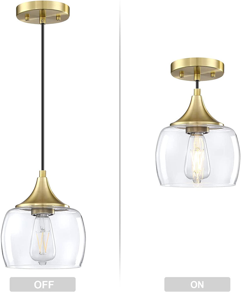Doraimi Lighting 1 Light Industrial Kitchen Island Pendant Light 7.3" Clear Glass with Brushed Bronze Finish, Adjustable Cord Farmhouse Ceiling Pendant Light for Restaurant Kitchen Island Home & Garden > Lighting > Lighting Fixtures dongguan doraimi leading inc   