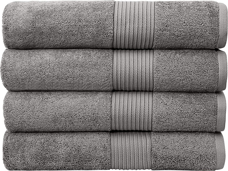 Luxury Extra Large Oversized Bath Towels | Hotel Quality Towels | 650 GSM | Soft Combed Cotton Towels for Bathroom | Home Spa Bathroom Towels | Thick & Fluffy Bath Sheets | Dark Grey - 4 Pack Home & Garden > Linens & Bedding > Towels Bumble Towels Grey 34" x 56" 4 Pack 