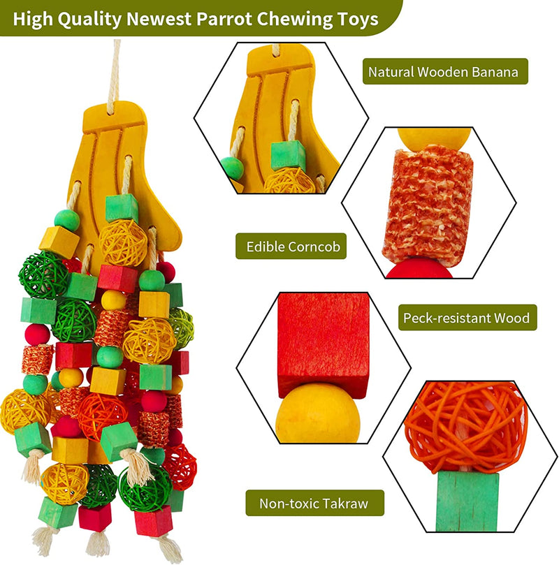 MQ Bird Parrot Toys with Nature Wood Bird Chewing Toys for Medium and Large Birds, Best Toys for African Grey, Parakeets, Parrots, Finch, Budgie, Cockatiels, Conures and Love Birds Animals & Pet Supplies > Pet Supplies > Bird Supplies > Bird Toys MQ   