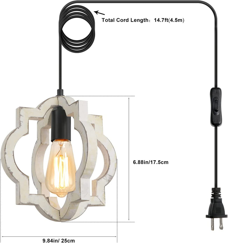 Kmaipem Farmhouse Chandelier, Wood Farmhouse Light Fixtures with 15FT Cord and Switch, Plug in Chandelier for Dining Room, Kitchen Island, Bedroom, Entryway Home & Garden > Lighting > Lighting Fixtures > Chandeliers KMaiPem   