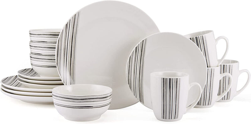 Studio Nova Porcelain 16-Piece Dinnerware Set, Service for 4, Countryside Lemons Home & Garden > Kitchen & Dining > Tableware > Dinnerware Studio Nova Brushed Lines  