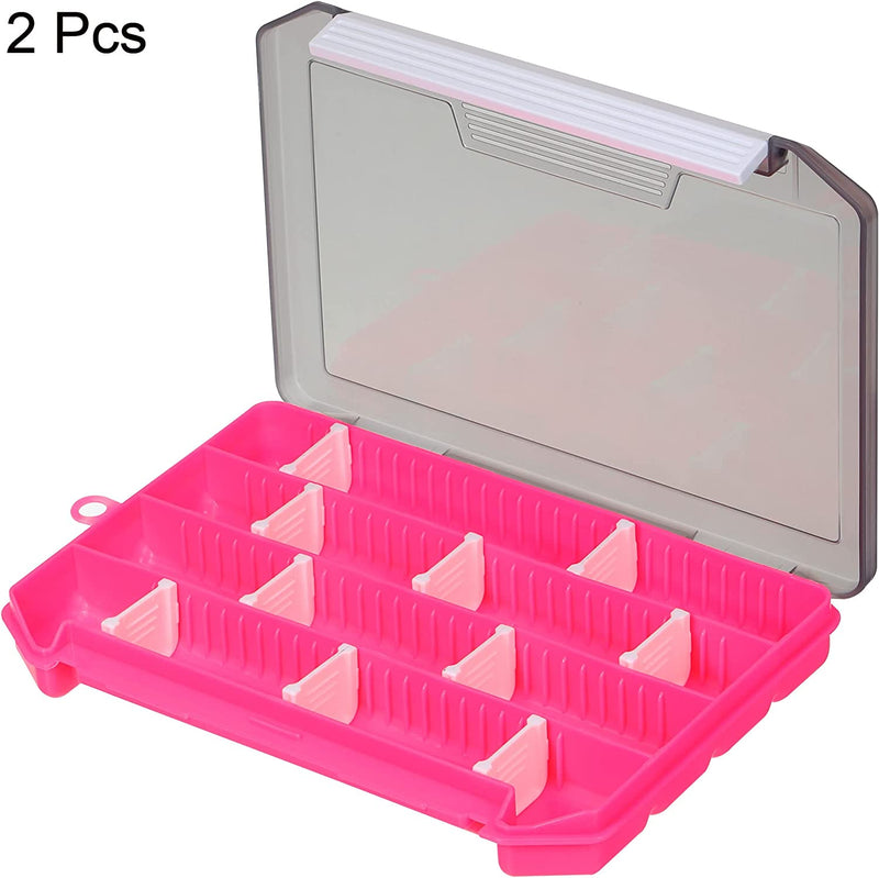 PATIKIL Waterproof Fishing Lure Box, 2 Pack Plastic Fish Tackle Accessory Storage Organizer Container, Pink Sporting Goods > Outdoor Recreation > Fishing > Fishing Tackle PATIKIL   