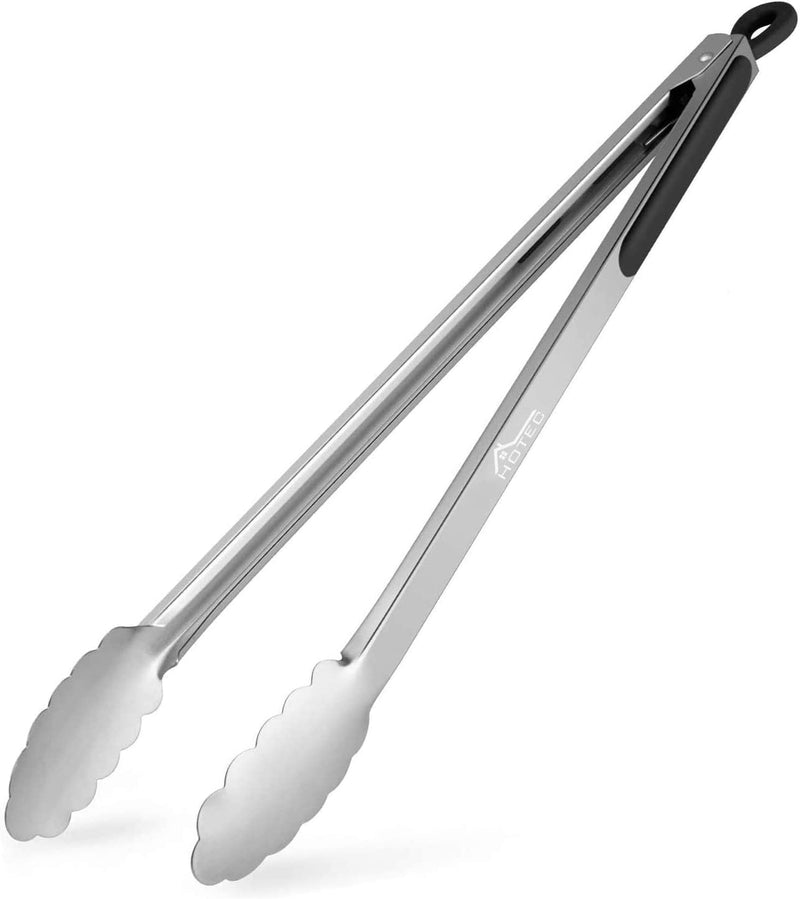 HOTEC Stainless Steel Kitchen Tongs Set of 2-9 Inch, Locking Metal Food Tongs Non-Slip Grip (Black) Home & Garden > Kitchen & Dining > Kitchen Tools & Utensils Hotec 16 inch  