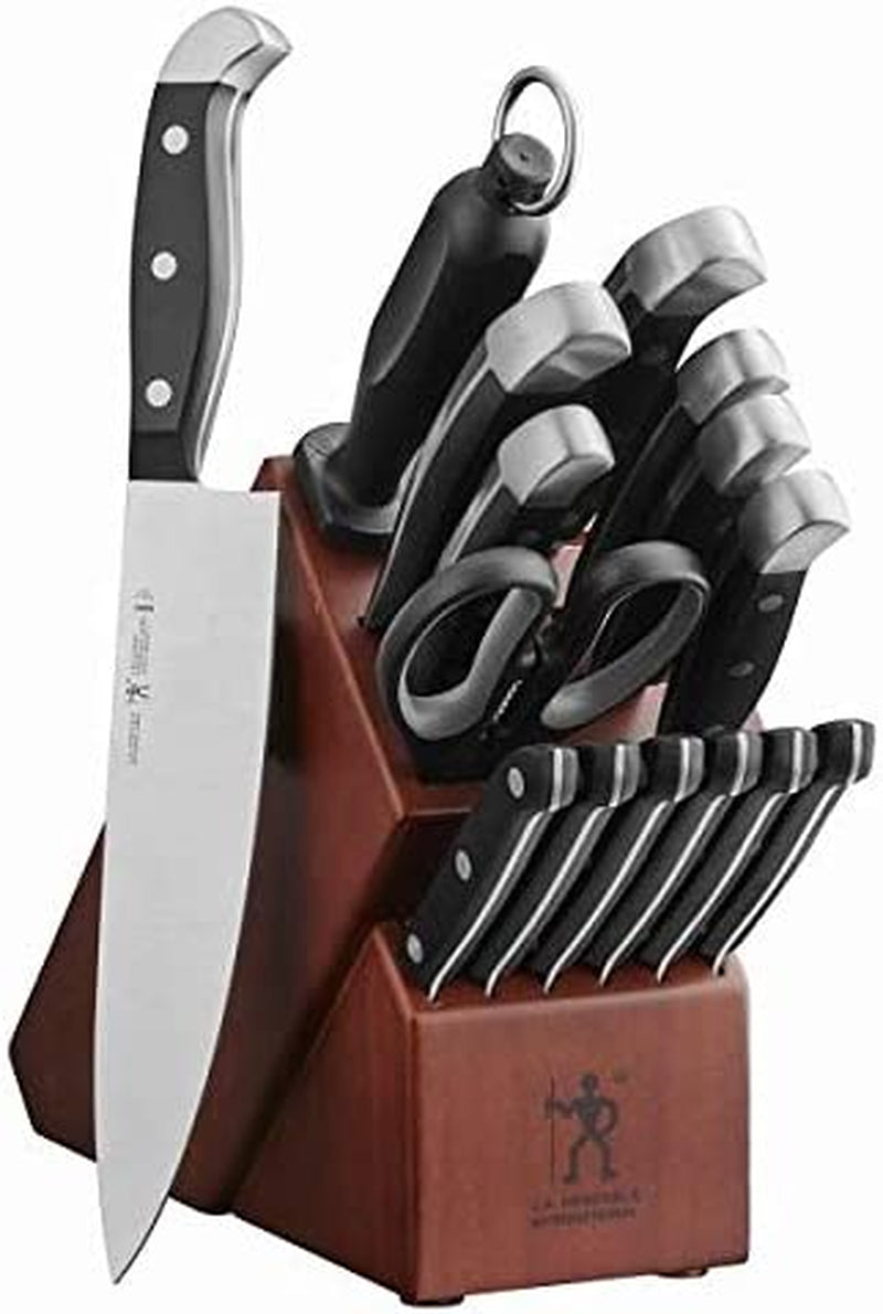 HENCKELS Premium Quality 15-Piece Knife Set with Block, Razor-Sharp, German Engineered Knife Informed by over 100 Years of Masterful Knife Making, Lightweight and Strong, Dishwasher Safe Home & Garden > Kitchen & Dining > Kitchen Tools & Utensils > Kitchen Knives Henckels Brown 16-pc 
