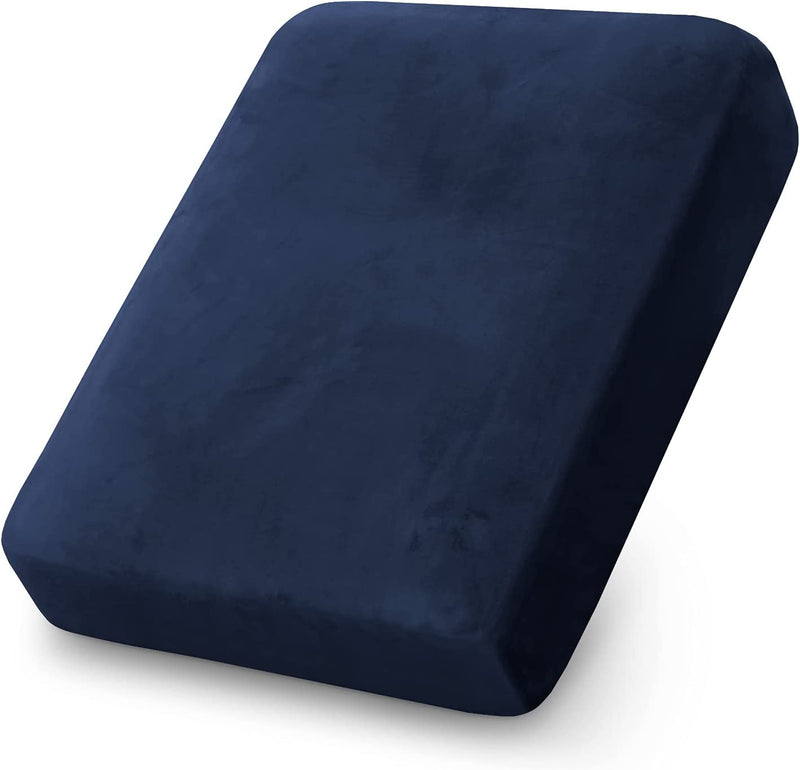 Stretch Velvet Couch Cushion Covers for Individual Cushions Sofa Cushion Covers Seat Cushion Covers, Thicker Bouncy with Elastic Edge Cover up to 10 Inch Thickness Cushions (1 Piece, Brown) Home & Garden > Decor > Chair & Sofa Cushions PrinceDeco Navy 1 