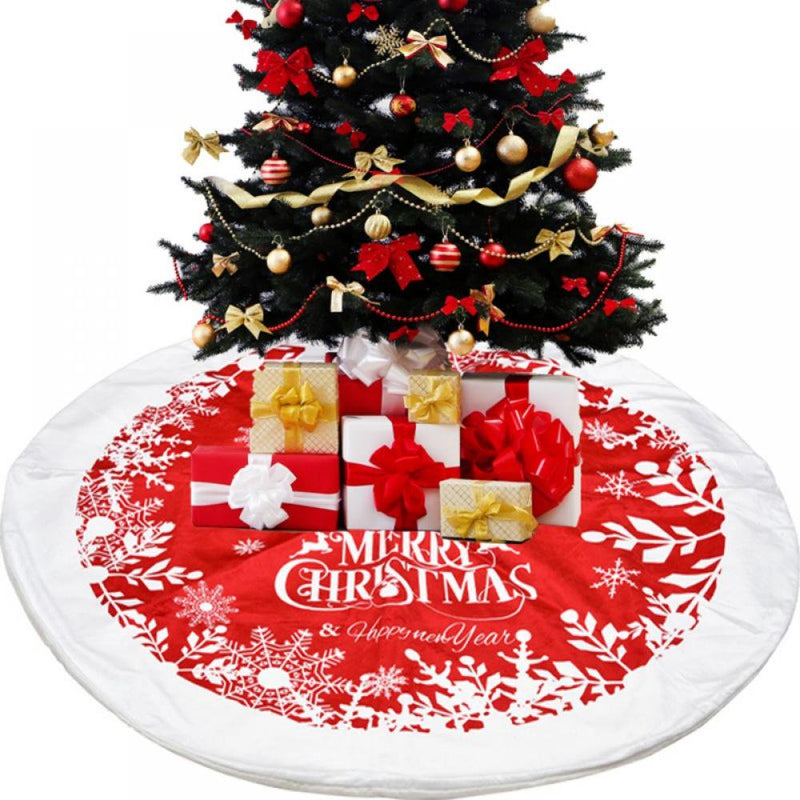DYD Christmas Tree Skirt 48 Inches, Luxury White Red Christmas Tree Ornaments Tree Skirt with Snowflake Pattern for Christmas Decorations Xmas Party Home Hoilday Decoration