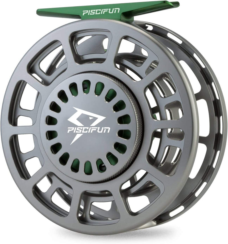 Piscifun Platte Fly Fishing Reel Large Arbor Fully Sealed Drag with Cnc-Machined Aluminum Alloy Body 5/6, 7/8, 9/10 (Gunmetal,Black,Ice Blue) Sporting Goods > Outdoor Recreation > Fishing > Fishing Reels Piscifun   