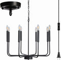 YEPOLI Plug in Chandelier, 8-Light Rustic Industrial Iron Ceiling Hanging Light, with 16.4Ft Cord, On/Off Switch, Farmhouse Candle Hanging Chandeliers for Hallway, Living Room, Foyer, Bedroom Home & Garden > Lighting > Lighting Fixtures > Chandeliers YEPOLI Black-plug in 8 Lights  