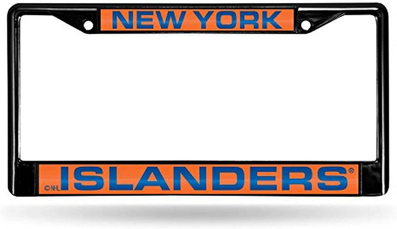 Rico Industries NHL Black Laser Cut Chrome Frame 12" X 6" Black Laser Cut Chrome Frame - Car/Truck/Suv Automobile Accessory Sporting Goods > Outdoor Recreation > Winter Sports & Activities Rico Industries New York Islanders  