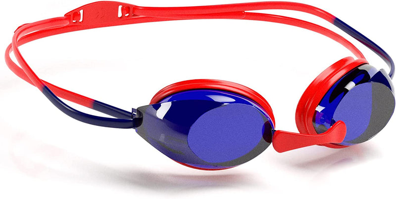 FITCO Swim Goggles for Kids Youth Adults,Quick Adjustable Strap Swimming Goggles with 4 Interchangeable Nose Pieces Sporting Goods > Outdoor Recreation > Boating & Water Sports > Swimming > Swim Goggles & Masks FITCO D-red&dark Blue  