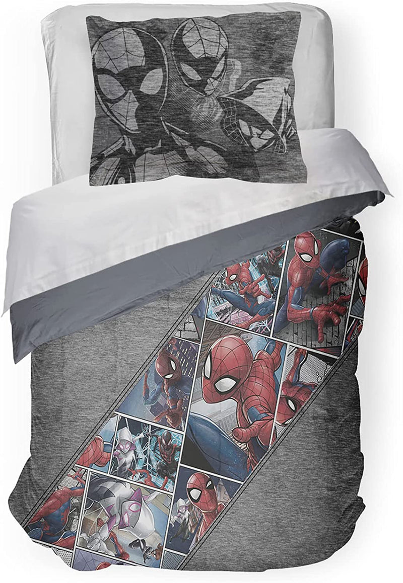Jay Franco Marvel Spiderman Grunge Twin Comforter & Sham Set - Super Soft Kids Bedding - Fade Resistant Microfiber (Official Marvel Product) Home & Garden > Linens & Bedding > Bedding Jay Franco & Sons, Inc. Gray - Spiderman Twin 