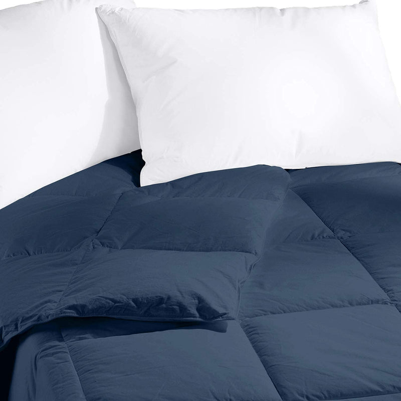 Lux Decor Collection King Comforter - Quilted Duvet Insert with Corner Tabs - Box Stitched down Alternative Comforter - All Season Duvet Insert (King, Navy)