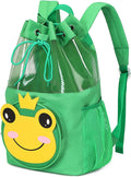 Mygreen Kids Toddler Gym Drawstring Bag Cute Cartoon Zoo Animals Swim Bag Sports Backpack Home & Garden > Household Supplies > Storage & Organization mygreen trade Green, Frog, Non-detachable Medium 