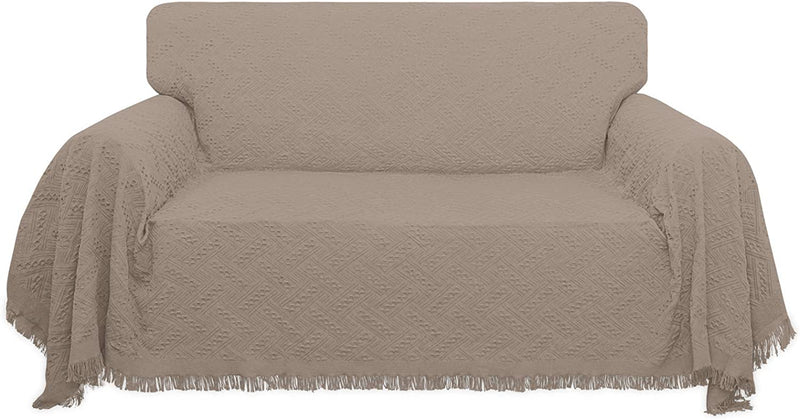 Easy-Going Geometrical Jacquard Sofa Cover, Couch Covers for Armchair Couch, L Shape Sectional Covers for Dogs, Washable Luxury Bed Blanket, Furniture Protector for Pets,Kids(71X 102 Inch,Ivory) Home & Garden > Decor > Chair & Sofa Cushions Easy-Going Camel Medium 