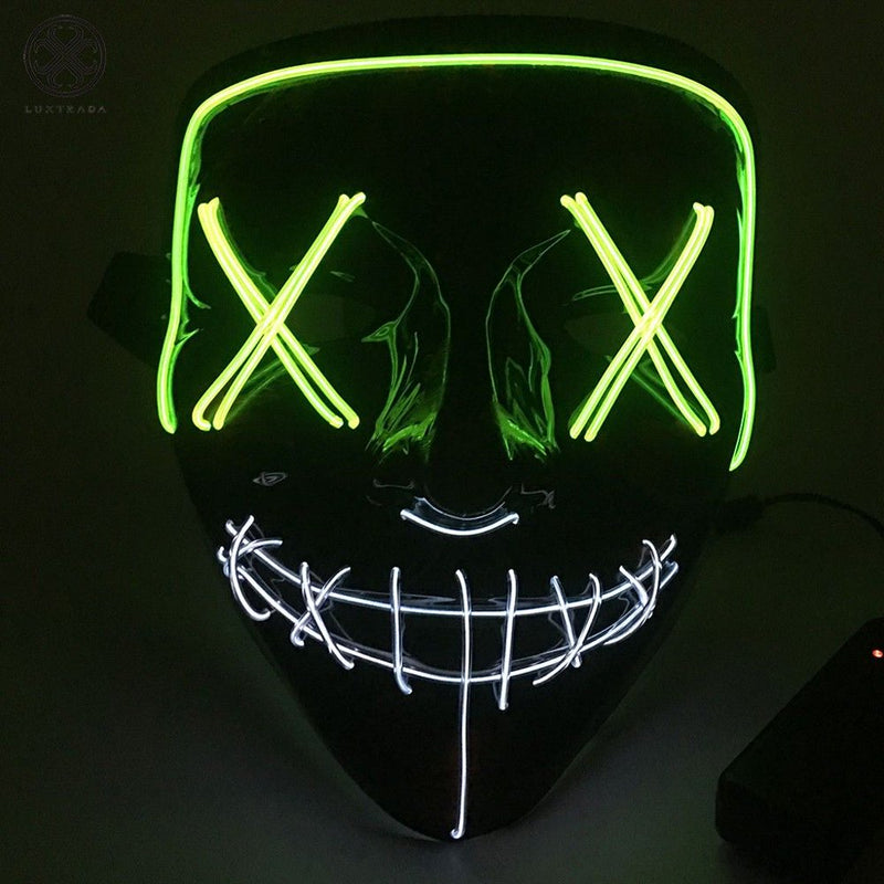Luxtrada Clubbing Light up "Stitches" LED Mask Costume Halloween Rave Cosplay Party Xmas + AA Battery (Orange&Pink) Apparel & Accessories > Costumes & Accessories > Masks Luxtrada Fluorescent Green&White  