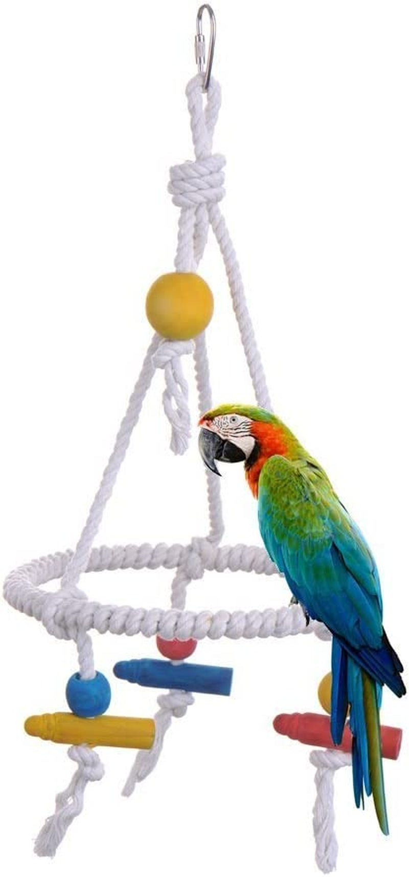 Hypeety Pet Bird Parrot Swing Hanging Toy Parakeet Budgie Cockatiel Cage Hammock Swing Toy round Cotton Rope Tri Toy Hanging Toy Animals & Pet Supplies > Pet Supplies > Bird Supplies > Bird Toys Hypeety   