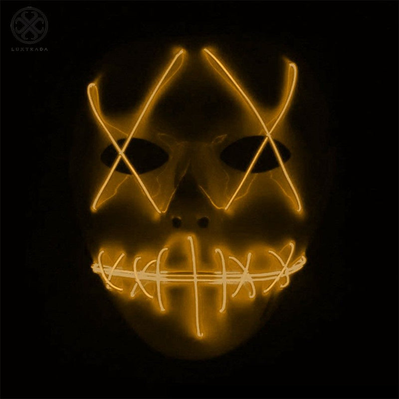 Luxtrada Halloween LED Glow Mask EL Wire Light up the Purge Movie Costume Party +AA Battery (Yellow) Apparel & Accessories > Costumes & Accessories > Masks Luxtrada Yellow