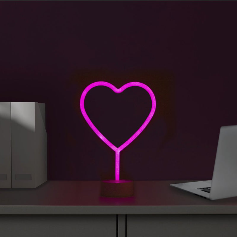Northlight 11.5" Battery Operated Neon Style LED Valentine'S Day Heart Table Light - Pink