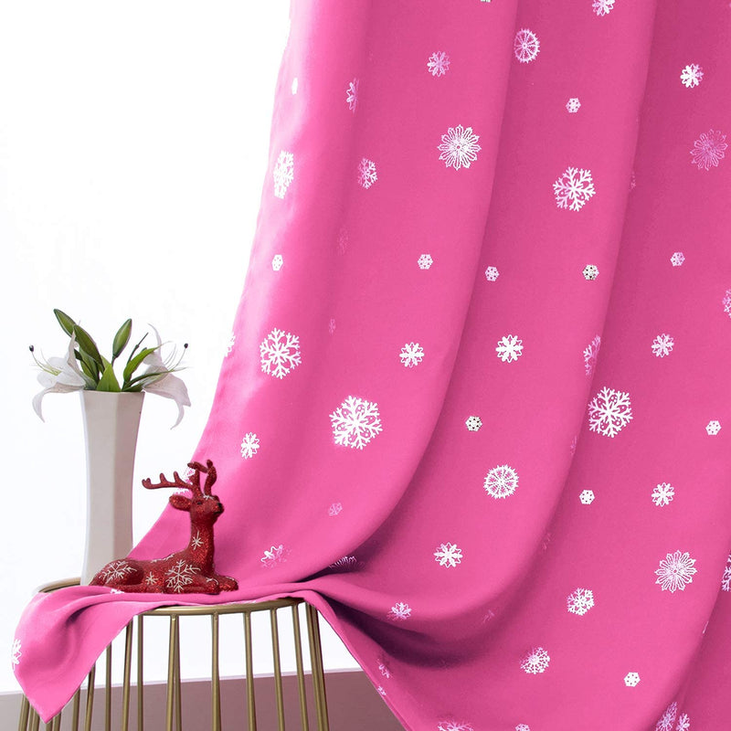 LORDTEX Snowflake Foil Print Christmas Curtains for Living Room and Bedroom - Thermal Insulated Blackout Curtains, Noise Reducing Window Drapes, 52 X 63 Inches Long, Dark Grey, Set of 2 Curtain Panels Home & Garden > Decor > Window Treatments > Curtains & Drapes LORDTEX Pink 52 x 84 inch 