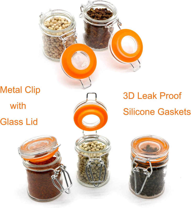 Homelike Style 1.7 Oz Mini Glass Spice Jars with Labels, Small Stash Jars with Airtight Hinged Lid, 12 Pack Empty Spice Bottles with Rubber Gasket for Herb Tea Seasoning Storage, (MSJ-12P) Home & Garden > Decor > Decorative Jars Homelike Style   