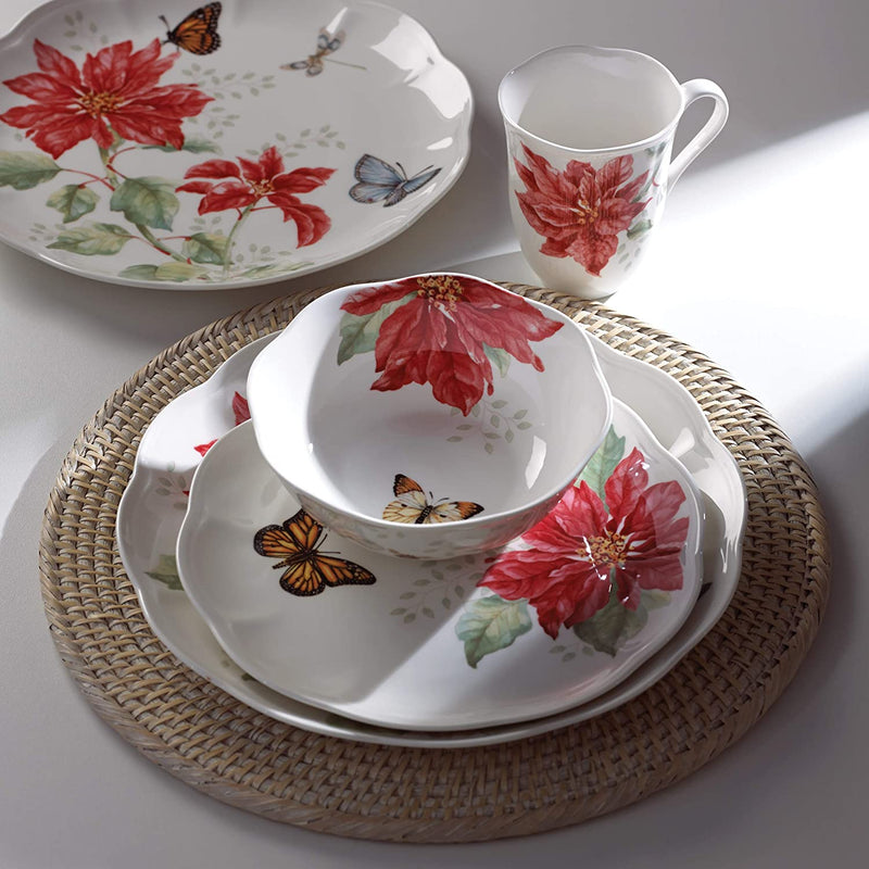 Lenox Butterfly Meadow Christmas Poinsettia 12 Piece Dinnerware Set Home & Garden > Kitchen & Dining > Tableware > Dinnerware Lenox   